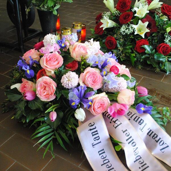 Bu 6 - Rosa Gerbera und Tulpen, violette Fresien